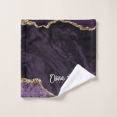 Moody Purple Gold serviette de bain en marbre (Gant de toilette)