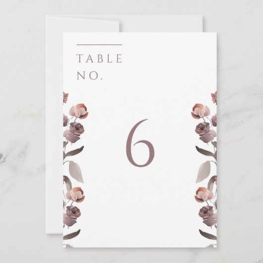 Moody Purple Rose Mariage Numéro de table Signer (Dos)