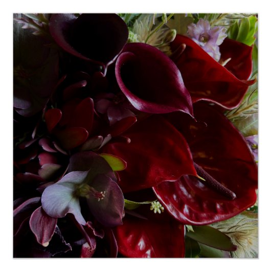 Moody Red Floral Poster Art (Devant)
