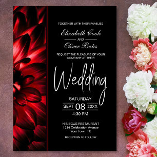 Moody Red Floral Wedding Kaart
