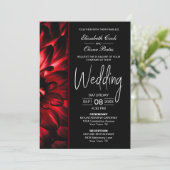Moody Red Floral Wedding Kaart (Staand voorkant)