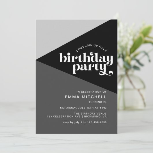 Moody Retro Cool Zwart & Wit Monochroom Verjaardag Kaart (Staand voorkant)