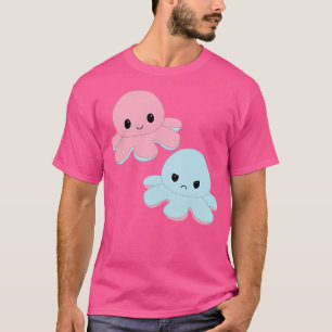 Moody Reversible Octopus Duo in roze en blauw T-shirt
