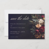 Moody Romantic Dark Floral Gothic Wedding Save The Date (Voorkant)