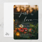 Moody Romantic Script Floral Photo Wedding  Kaart (Voorkant / Achterkant)