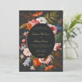 Moody Romantisch Gothic Donker Bold Bloemen Bruilo Kaart (Staand voorkant)