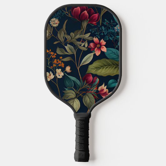Moody Romantische Marine Blauwe Bloemen Pickleball Paddle (Achterkant)