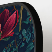 Moody Romantische Marine Blauwe Bloemen Pickleball Paddle (Links Detail)