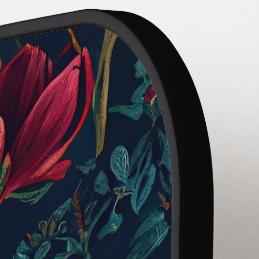 Moody Romantische Marine Blauwe Bloemen Pickleball Paddle (Links Detail)