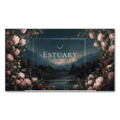 Moody Rose Floral and Twilight Mountain Landscape Magnetisch Visitekaartje (Voorkant)