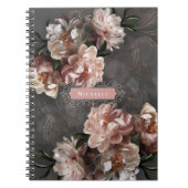 Moody roze bloemen zwendels Elegant Custom Notitieboek (Voorkant)