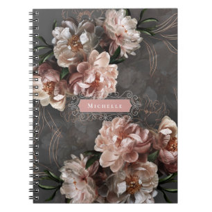 Moody roze bloemen  zwendels Elegant Custom Notitieboek