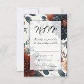Moody Rustic Automne Florals Mariage RSVP (Devant)