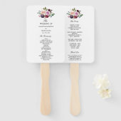 Moody & Rustic Burgundy Waterverf Flowers & Berry Handwaaier (Voorkant en achterkant)