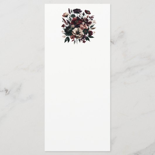 Moody Rustic Garden Florals Bohemian Mariage Menu (Dos)