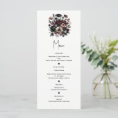 Moody Rustic Garden Florals Bohemian Mariage Menu (Debout devant)