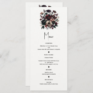 Moody Rustic Garden Florals Bohemian Mariage Menu