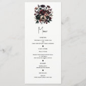 Moody Rustic Garden Florals Bohemian Mariage Menu (Devant)