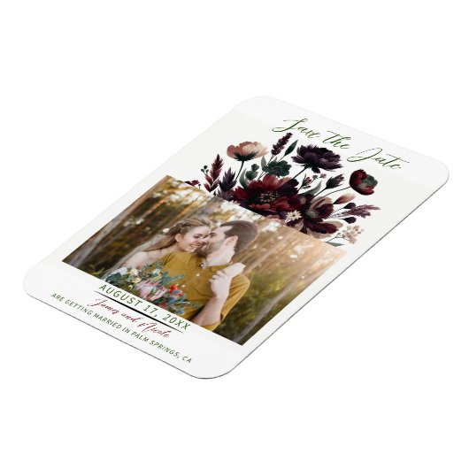 Moody Rustic Garden Florals Bohemian Save the Date Magneet (Linkerzijde)