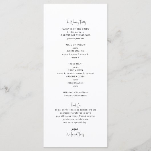 Moody rustieke tuin bloemen Bohemian bruiloft Programma (Achterkant)