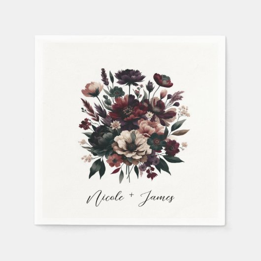 Moody rustieke tuin bloemen Bohemian bruiloft Servet (Voorkant)