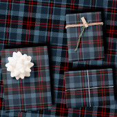 Moody Slate Blue and Deep Red Tartan Plaid Inpakpapier Vel