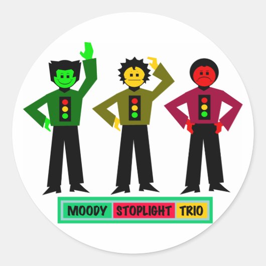 Moody Stoplight Trio karakters Ronde Sticker (Voorkant)