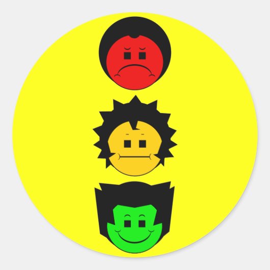 Moody Stoplight Trio verticale gezichten Ronde Sticker (Voorkant)