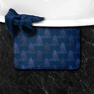 Moody Tree patroon   Classy Navy Blue Kerstmis Badmat