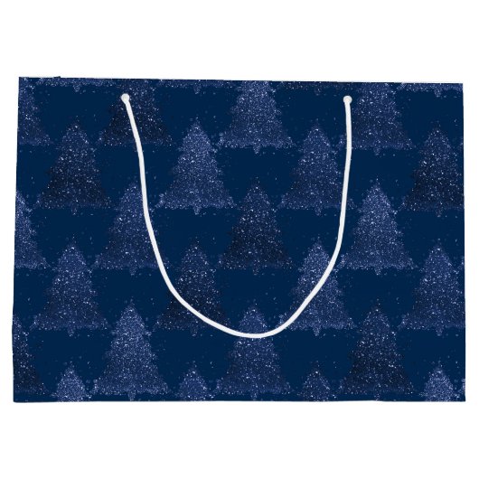 Moody Tree patroon | Classy Navy Blue Kerstmis Groot Cadeauzakje (Achterkant)