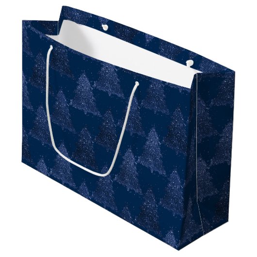 Moody Tree patroon | Classy Navy Blue Kerstmis Groot Cadeauzakje (Voorkant Gekanteld)