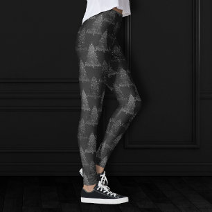 Moody Tree patroon   Onyx Zilver Zwart Kerstmis Leggings