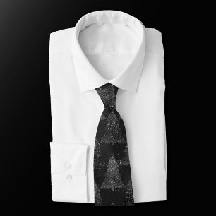 Moody Tree patroon Onyx Zilver Zwart Kerstmis Stropdas