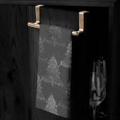 Moody Tree patroon | Onyx Zilver Zwart Kerstmis Theedoek