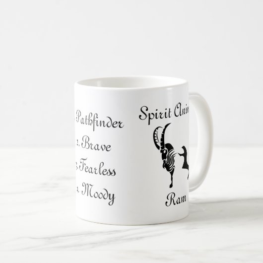 Moody Tribal Ram Totem Spirit Animal Coffee Mok (Voorkant rechts)