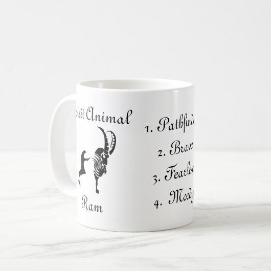 Moody Tribal Ram Totem Spirit Animal Coffee Mok (Voorkant links)