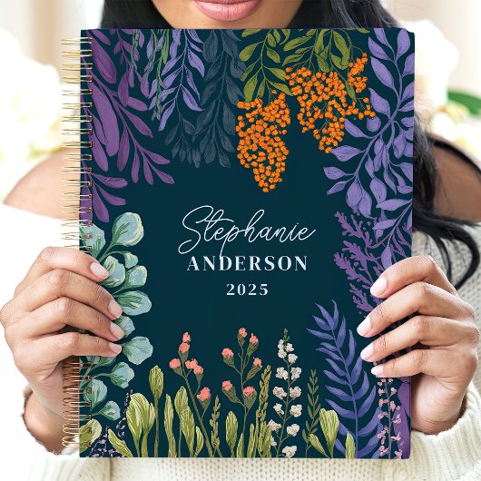 Moody Tropical Botanical Floral Custom Name Planner