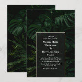 Moody Tropical Monstera Wedding Invitation Kaart (Voorkant / Achterkant)