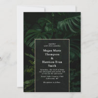 Moody Tropical Monstera Wedding Invitation