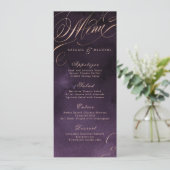 Moody violet rose or calligraphie mariage menu (Debout devant)