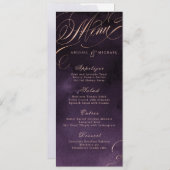 Moody violet rose or calligraphie mariage menu (Devant / Derrière)
