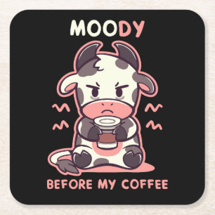 MOOdy voor mijn koffie Vierkante Kartonnen Onderzetter