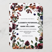 Moody Watercolor Florals Faire-part de mariage cad (Devant / Derrière)