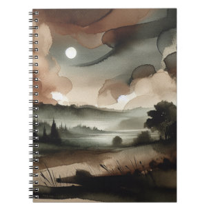 Moody Watercolor Forest Landscape Notitieboek
