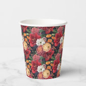 Moody Waterverf Amaryllis en Herfstbloemen Papieren Bekers (Achterkant)