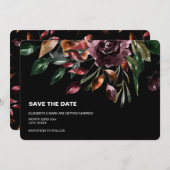 Moody Waterverf Florals Black Save the Date (Voorkant / Achterkant)