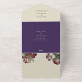 Moody Waterverf Paarse Tulpen bruiloft All In One Uitnodiging (Buitenkant)