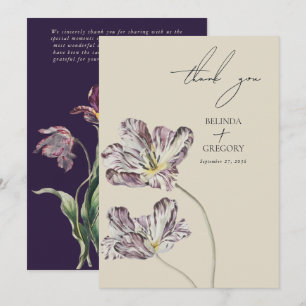 Moody Waterverf Paarse Tulpen bruiloft Bedankkaart