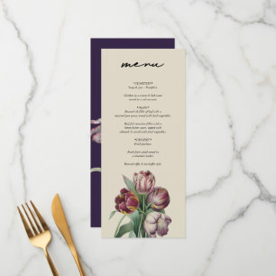 Moody Waterverf Paarse Tulpen bruiloft Menu