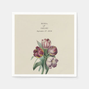 Moody Waterverf Paarse Tulpen huwelijkscadeau Servet